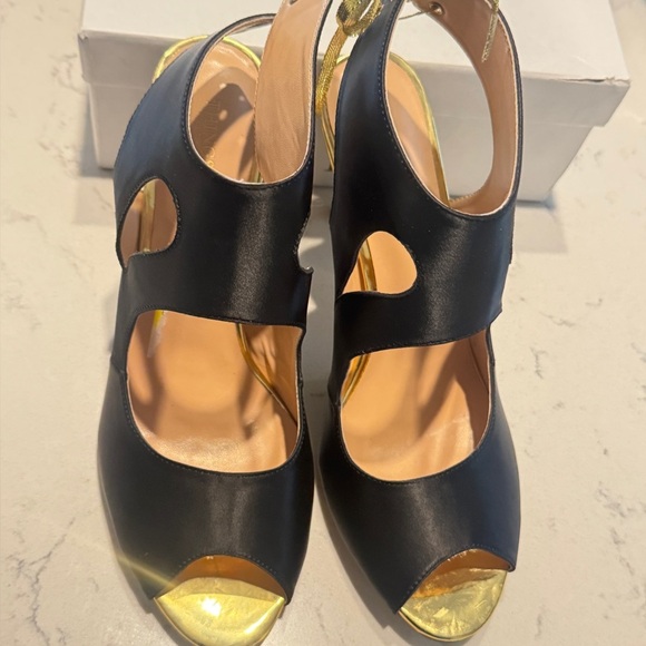 Things II Come Women’s Cutout Ribbon Heels Black Open-Toe Dress Sandals shoes 12 - Picture 5 of 9